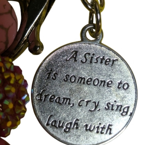 Handmade  Beaded Keychain Bag Charm Inspirational Charm Pink NEW - Picture 4 of 5